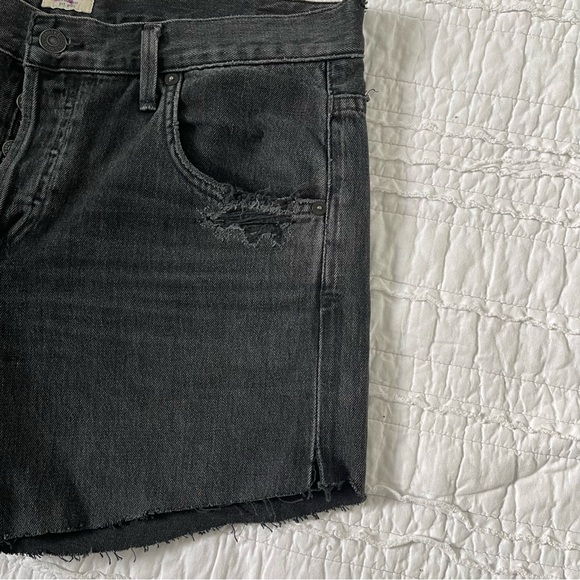 Citizen of Humanity Black Distressed Emerson Boyfriend Slim Shorts Size 27 - Picture 7 of 8